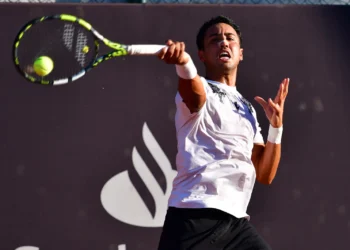 El tenista beniano Hugo Dellien en plena competencia internacional (Hugo Dellien).