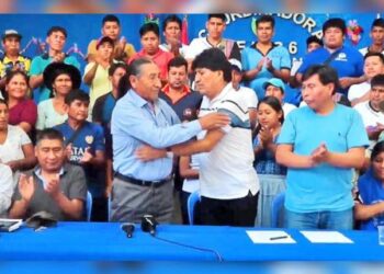 Eliseo Rodríguez y Evo Morales sellaron su alianza el 20 de febrero.