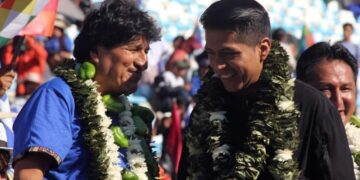 Evo Morales y Andrónico Rodríguez en una concentración política pasada. Foto Archivo