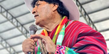El expresidente Evo Morales participa de un evento en Lauca Ñ.