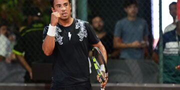 Hugo Dellien Celebra un punto obtenido
