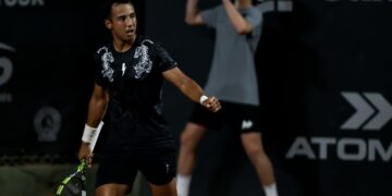 El tenista beniano Hugo Dellien en plena competencia