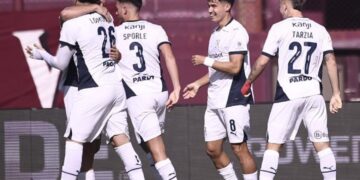 Integrantes de Independiente en el partido ante Lanús