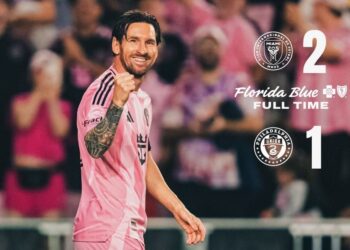 Lionel Messi celebra su gol en el Inter de Miami.