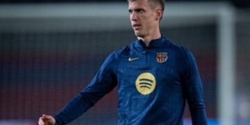 Dani Olmo en una sesión de entrenamiento anterior.