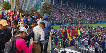 Militantes arcistas y seguidos de Evo Morales.