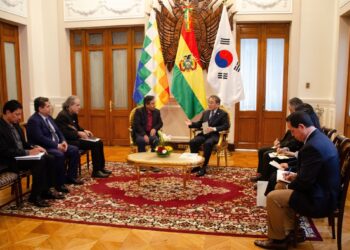 David Choquehuanca en reunión oficial con Jang Myung-soo