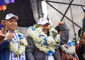 El presidente Luis Arce fue proclamado como candidato en La Paz. Foto: APG.