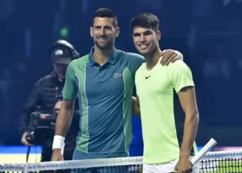Djokovic y Alcaraz luego de un partido