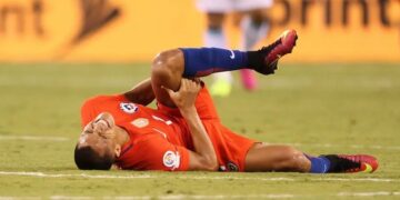 Alexis Sánchez tras una lesión en la Copa América Centenario