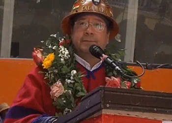 El presidente Luis Arce durante un ampliado del MAS en Potosí. Foto: Lucho Arce