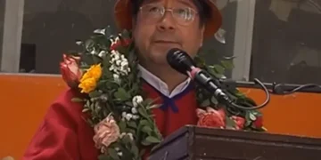 El presidente Luis Arce durante un ampliado del MAS en Potosí. Foto: Lucho Arce