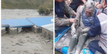 Una mazamorra en Andavique, Llallagua afectó a varias casas; una familia quedó atrapada entre el lodo.