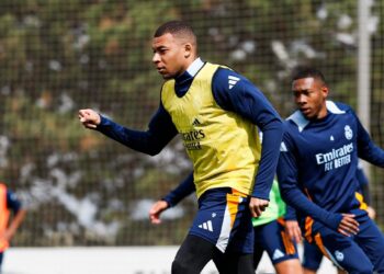 Mbappé durante un entrenamiento