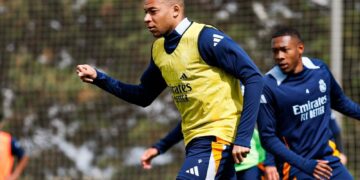 Mbappé durante un entrenamiento