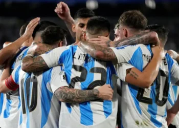 El plantel de la selección argentina luego de un partido
