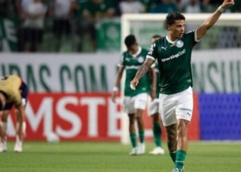 Richard Ríos celebra el gol de Palmeiras