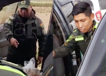 Dos de los tres policías interceptados por comunarios en Andapata.