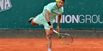 El tenista beniano Hugo Dellien en plena competencia (Hugo Dellien)