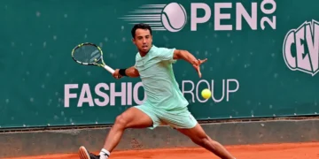 El tenista beniano Hugo Dellien en plena competencia (Hugo Dellien).