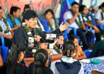 Evo Morales ante sus seguidores, en el Trópico de Cochabamba. 
Foto: @evoespueblo