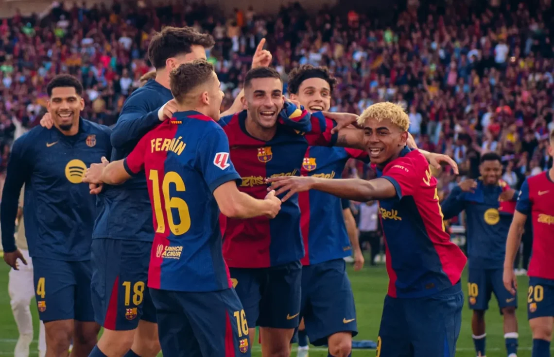 Festejo del Barcelona en El Clásico