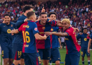 Festejo del Barcelona en El Clásico