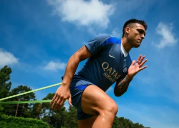 Lautaro en un entrenamiento de Inter