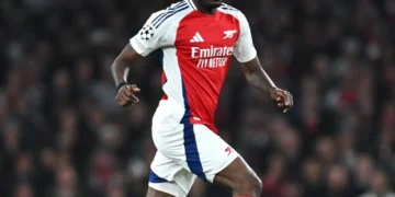 Thomas Partey en un partido de Champions