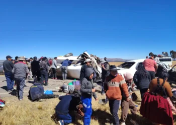 Accidente de tránsito en la vía Carabuco - La Paz dejó cinco fallecidos y 11 heridos. FOTO: Humberto Pacosillo