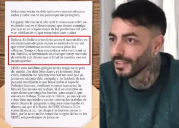 El narcotraficante Sebastián Marset junto a la carta que envió.