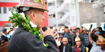Andrónico Rodríguez, en una concentración de Fedecomin. Foto: RRSS Andrónico Rodríguez