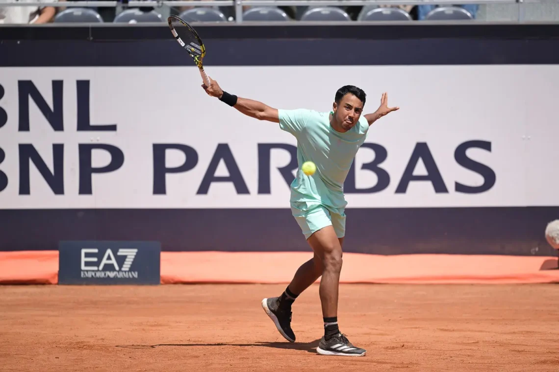 El tenista beniano Hugo Dellien en plena competencia (Hugo Dellien)
