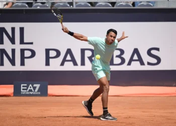 El tenista beniano Hugo Dellien en plena competencia (Hugo Dellien)