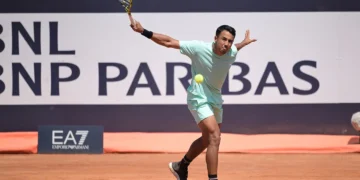 El tenista beniano Hugo Dellien en plena competencia (Hugo Dellien)