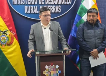 Los ministros Cusicanqui y Flores cuestionan el informe de la FAO. Foto: Desarrollo Rural.
