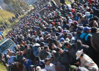 La marcha de transportistas en El Alto. Foto: APG.