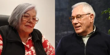 La senadora Silvia Salame y el expresidente Eduardo Rordríguez Veltzé, en entrevista en el programa Piedra, Papel y Tinta de La Razón