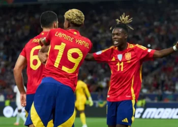 Festejo de un gol de España