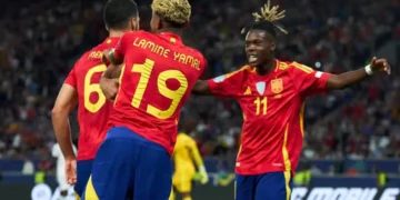 Festejo de un gol de España