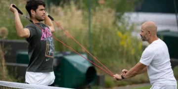 El tenista español Carlos Alcaraz en plena preparación (Wimbledon)