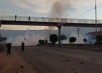 Un punto de bloqueo a la altura del puente Khora. Foto: Radio Soberanía.