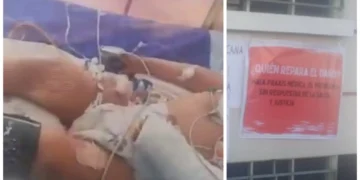 Matías, de un año y nueve meses quedó con muerte cerebral por una presunta sobredosis de anestesia. FOTO: RRSS