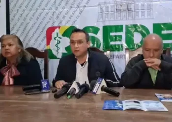 Conferencia de prensa del Servicio Departamental de Salud del Beni. FOTO: RRSS