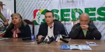 Conferencia de prensa del Servicio Departamental de Salud del Beni. FOTO: RRSS