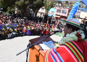 El presidente Luis Arce en un acto en Charazani, La Paz.
Foto: Luis Arce.