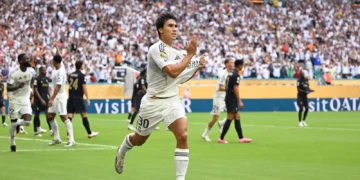Gonzalo García celebra el gol de la victoria.