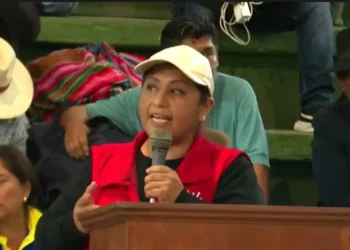La dirigente política Ruth Nina participa del ampliado del evismo en Lauca Ñ.