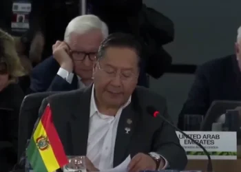 El presidente Luis Arce durante la cumbre de los BRICS. Foto: Lucho Arce.