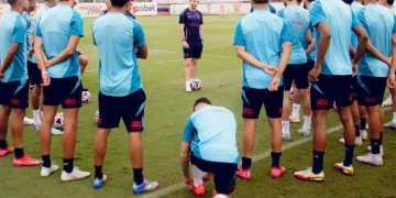 Charla técnica del plantel de Flamengo en Rio de Janeiro.